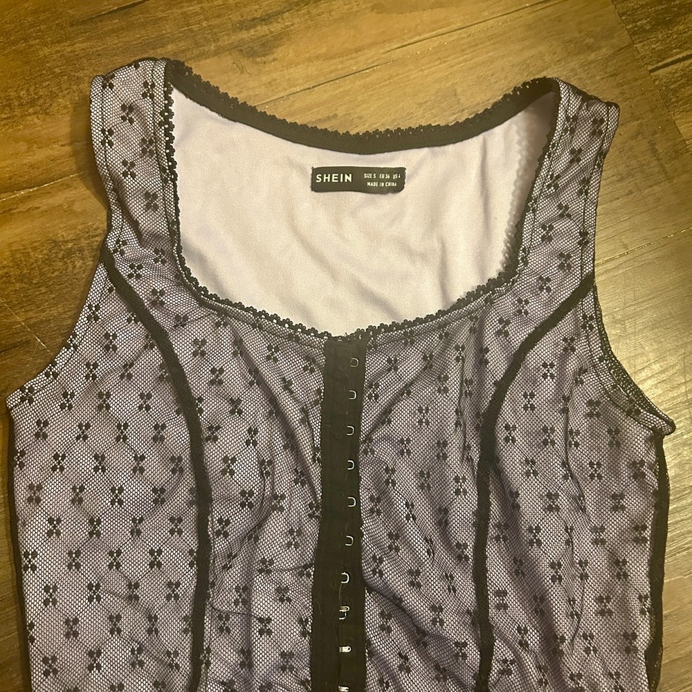 SHEIN Lavender Lace-Accented Tank Top